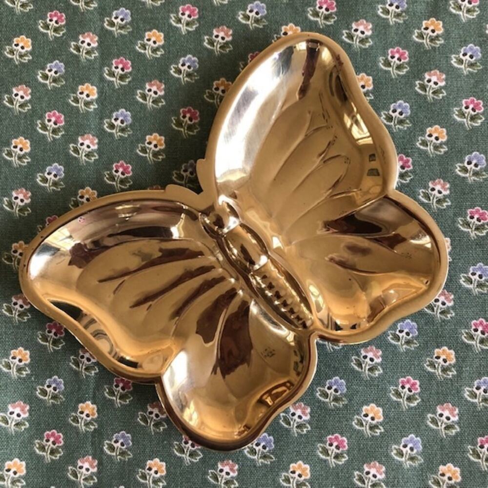 Vintage Boho Brass Butterfly Trinket Tray / Jewelry Tray